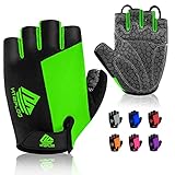 HTZPLOO Bike Gloves Cycling Gloves Biking Gloves for Men Women with Anti-Slip Shock-Absorbing Pad,Light Weight,Nice Fit,Half Finger Bicycle Gloves (Green,Large)