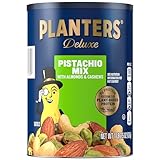PLANTERS Pistachio Lovers Nut Mix, Mixed Nuts Snack with Pistachios no shell, Almonds & Cashews, Party Snacks, Plant-Based Protein, After School Snack, Bulk Nuts, Kosher 1lb 2.5oz Canister