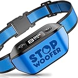 STOPWOOFER Dog Bark Collar - No Shock, No Pain - Rechargeable Barking Collar for Small, Medium and Large Dogs - w/2 Vibration & Beep Modes Black/Blue