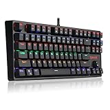 Redragon K576R DAKSA Mechanical Gaming Keyboard Wired USB LED Rainbow Backlit Compact Mechanical Gamers Keyboard 87 Keys for PC Computer Laptop Blue Switches (Black)
