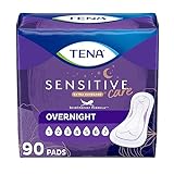 Tena Incontinence Pads, Bladder Control & Postpartum for Women, Overnight Absorbency, Extra Coverage, Sensitive Care - 90 Count