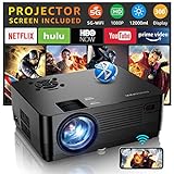 5G WiFi Bluetooth Native 1080P Projector[Projector Screen Included], Roconia 12000LM Full HD Movie Projector, 300' Display Support 4k Home Theater,Compatible with iOS/Android/XBox/PS4/TV Stick/HDMI