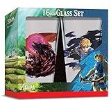 Controller Gear Legend of Zelda pint Glasses 16 oz - Calamity Ganon and Link, Set of 2 - Official Nintendo Product - Not Machine Specific, Clear (DW16OZGL-2PECL)