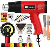 Heat Gun 2000W Fast Heat Heavy Duty Hot Air Gun Adjustable Temperature Control 122~1112℉ (50-600℃) Dual Speed 4 Nozzles for DIY Crafts, Shrinking Tubes, Bending PVC, Stripping Paint from Plusivo