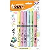 BIC Brite Liner Grip Pocket Highlighter, Assorted Ink Colors, Chisel Tip, Assorted Barrel Colors, 6/pack