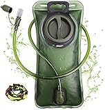 Hydration Bladder, 2L Water Bladder for Hiking Backpack Leak Proof Water Reservoir Storage Bag, 2 Liter BPA-Free Water Pouch Hydration Pack Replacement for Camping Cycling Running, Military Green