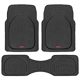 Motor Trend FlexTough Floor Mats for Cars, Deep Dish All-Weather Mats, Waterproof Trim-To Fit Automotive Floor Mats for Cars Trucks SUV, Universal Floor Liner Car Accessories, Black, Full Set