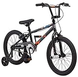 Mongoose Switch Kids BMX Bike, Boys and Girls Bicycle Ages 5-8 Years, 18 Inch Wheels, Bike with Training Wheels, Low Stand Over Frame, Foot and Hand Brakes,Black