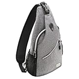 MOSISO Sling Backpack, Multipurpose Crossbody Shoulder Bag Travel Hiking Daypack, Gray, Medium