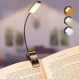 Gritin 9 LED Rechargeable Book Light for Reading in Bed - Eye Caring 3 Color Temperatures,Stepless Dimming Brightness,80 Hrs Runtime Small Lightweight Clip On Book Reading Light for Kids,Studying