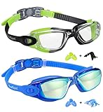 EverSport Kids Swim Goggles, Pack of 2 Swimming Goggles for Children Teens, Anti-Fog Anti-UV Youth Swim Glasses Leak Proof for Age4-16