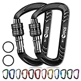 RHINO Produxs 2PCS of 12kN (2697 lbs) Heavy Duty Lightweight Locking Carabiner Clips - Excellent for Securing Pets, Outdoor, Camping, Hiking, Hammock, Dog Leash Harness, Keychains