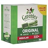 Greenies Original Regular Natural Dog Dental Care Chews Oral Health Dog Treats, 36 count (Pack of 1)
