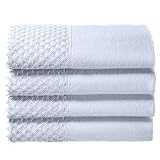 Creative Scents Decorative Fingertip Embellished White Gorgeous Lace Towels for Bathroom and Powder Room - 4 Pack 11 by 18' Cotton Velour Towel Set Packaged in Gift Box for Best Gift (White)