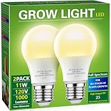 Grow Light Bulbs, Briignite LED Grow Light Bulb A19 Bulb, Full Spectrum Grow Light Bulb, Plant Light Bulbs E26 Base, 11W Grow Bulb 100W Equivalent, Grow Light for Indoor Plants, Seed Starting, 2Pack