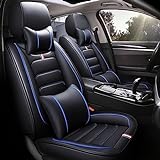 Waterproof Car Seat Covers Compatible with Citroen C3 C4 C5 C6 Ds4 Ds5 Full Set 5-seat Comfortable PU Leather Vehicle Cushion Protector All Season General (Color : Blue, Size : Ds5)