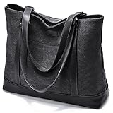 Canvas Laptop Tote Work Bag for Women with 15.6 Inch Computer Compartment Pockets