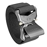 JUKMO Tactical Belt, Military Hiking Rigger 1.5' Nylon Web Work Belt with Heavy Duty Quick Release Buckle (Black, Medium)