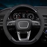 Steering Wheel Cover for Citroen C1 C2 C3 C4 C5 C5X C6 C8 DS3 DS4 DS5, Carbon Fiber Pattern Steering Wheel Cover, Anti-Slip Breathable Car Steering Wheel,Black-D Shape