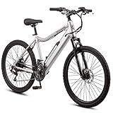 Schwinn Healy Ridge Adult Electric Mountain Bike, 18-Speed Drivetrain, 18-Inch Alloy Frame, 26-Inch Wheels, Grey