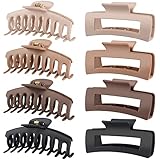 8 Pack 4.3 Inch Large Hair Claw Clips Hair Clips for Women Thin Thick Curly Hair, Big Matte Banana Clips,Strong Hold jaw clips,Neutral Color