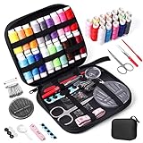 JUNING Sewing Kit with Case Portable Sewing Supplies for Home Traveler, Adults, Beginner, Emergency, Kids Contains Thread, Scissors, Needles, Measure etc