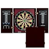 EastPoint Sports Belmont Official Size Dart Board Cabinet Set - Easy-Assembly & Complete with 6 Deluxe Steel Tip Darts and Accessories - Premium Darts Set with Scoreboard for Bar Games & Indoor Games