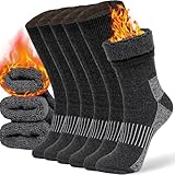 Merino Wool Socks Casual Warm Socks for Winter Cozy Boot Socks for Men & Women Black ML
