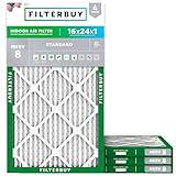 Filterbuy 16x24x1 Air Filter MERV 8 Dust Defense (4-Pack), Pleated HVAC AC Furnace Air Filters Replacement (Actual Size: 15.50 x 23.50 x 0.75 Inches)