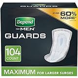 Depend Incontinence Guards/Incontinence Pads for Men/Bladder Control Pads, Maximum Absorbency, 104 Count, Packaging May Vary