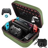 Switch Case for Nintendo Switch and Switch OLED Model, Portable Full Protection Carrying Travel Bag with 18 Game Cards Storage for Switch Console Pro Controller Accessories Green