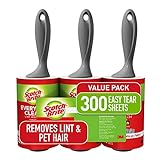 Scotch-Brite Lint Roller, Works Great on Pet Hair, Clothing, Furniture and More, 3 Rollers, 100 Sheets Per Roller (300 Sheets Total)