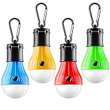 FLY2SKY 4 Packs Tent Lamp Portable LED Tent Light Clip Hook Hurricane Emergency Lights LED Camping Light Bulb Camping Tent Lantern Bulb Camping Equipment for Camping Hiking Backpacking Fishing Outage