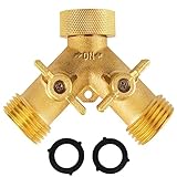 INNAV8 Garden Hose Splitter 2 Way Heavy Duty - SOLID BRASS Hose Splitter Features Easy to Open Valves - Garden Hose Y Splitter for Outdoor Faucet - Hose Bib Water Hose Splitter 2 Way Heavy Duty