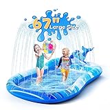 G-TING Splash Pad Sprinkler for Dogs Kids, 4 in 1 Dolphin Inflatable Sprinkler Kiddie Splash Pool for Kids, Summer Backyard Sprinkler Pad & Splash Play Mat Outdoor Water Toys for Toddlers 1-3 4-8