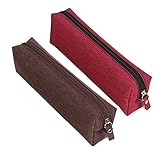 Enyuwlcm Fabric Stationery Stylish Simple Pencil Bag Small Square Waterproof Pencil Case Red and Coffee 2 Pack