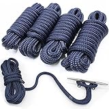 INNOCEDEAR 4 Pack 1/2” X 15’ Dock Lines|Marine-Grade Double-Braided Nylon Dock Line with 12” Eyelet.Hi-Performance Boat Rope Mooring Rope