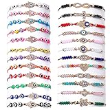 24/12 Pcs Evil Eye Bracelets Mexican Hamsa Bracelet Set Protection Mal De Ojo Gold Anklets Jewelry Gift for Women Girls Boys