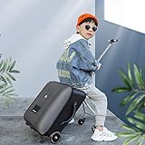 HBIAO Children's Ride-On Suitcase, Kids Luggage Set, Fashion Travel Student Trolley Boarding Toy Box, 2-in-1 Case & Baby Stroller,Black