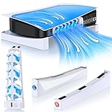 PS5 Stand Horizontal Incl. 3 High-Speed Cooling Fans, PS5 Cooling Station with Cool LED Light, PS5 Accessories Bundle PS5 Cooling Fan and PS5 Horizontal Stand Kit for Sony PS5 Digital/Disc Edition