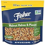Fisher Walnut Halves and Pieces, 32 Ounces, California Grown Walnuts, Unsalted, Naturally Gluten Free, No Preservatives, Non-GMO