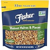 Fisher Walnut Halves and Pieces, 32 Ounces, California Grown Walnuts, Unsalted, Naturally Gluten Free, No Preservatives, Non-GMO