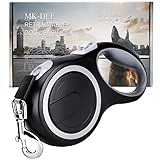 26Ft Retractable Dog Leash, Heavy Duty Great Leash for Dog up to 110 lbs, Anti-Slip Rubberized Handle, One-Handed Brake, Strong Nylon Tape, Tangle Free——MK-DEF
