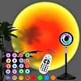 Streamlet Sunset Lamp, 16 Colors Changing & Fade Mode with USB Port, Multiple Colors Night Light for Living Room, Bedroom, Holiday Decoration, Gift for Halloween, Christmas, Birthday, etc
