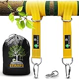 Benicci Safe Tree Swing Hanging Kit (Set of 2) - 10ft Long Straps with Two Alloy Carabiners and 2000 Lb Breaking Strength - Easy & Fast Installation for All Types of Swings and Children, Black/Yellow