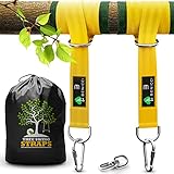 Benicci Safe Tree Swing Hanging Kit (Set of 2) - 10ft Long Straps with Two Alloy Carabiners and 2000 Lb Breaking Strength - Easy & Fast Installation for All Types of Swings and Children, Black/Yellow