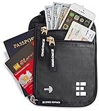 Travel Neck Wallet with RFID Blocking, Travel Neck Pouch Passport Holder for Women and Men Keep Valuables Safe for Secure Travels (Shadow)