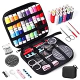 JUNING Sewing Kit with Case Portable Sewing Supplies for Home Traveler, Adults, Beginner, Emergency, Kids Contains Thread, Scissors, Needles,Measuring Tape