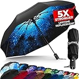 TUMELLA Unbreakable Windproof Travel Umbrella (Light, Beautiful & Superior), 2023 Ultra-Flex Tech, Compact, Small, Portable, Automatic, Strong, Durable, Premium Grip, Vibrant Designs, Folding Umbrella