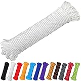 PerkHomy 90 ft 1/4 inch (7mm) Nylon Poly Rope Flag Pole Polypropylene Clothes Line Camping Utility Good for Tie Pull Swing Climb Knot (White)